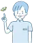 青い服の男性